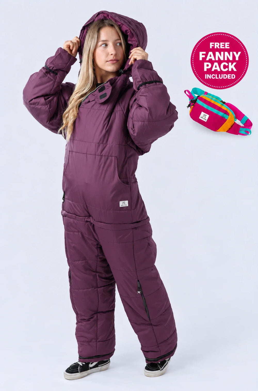Woman wearing selkbag wearable sleeping bag